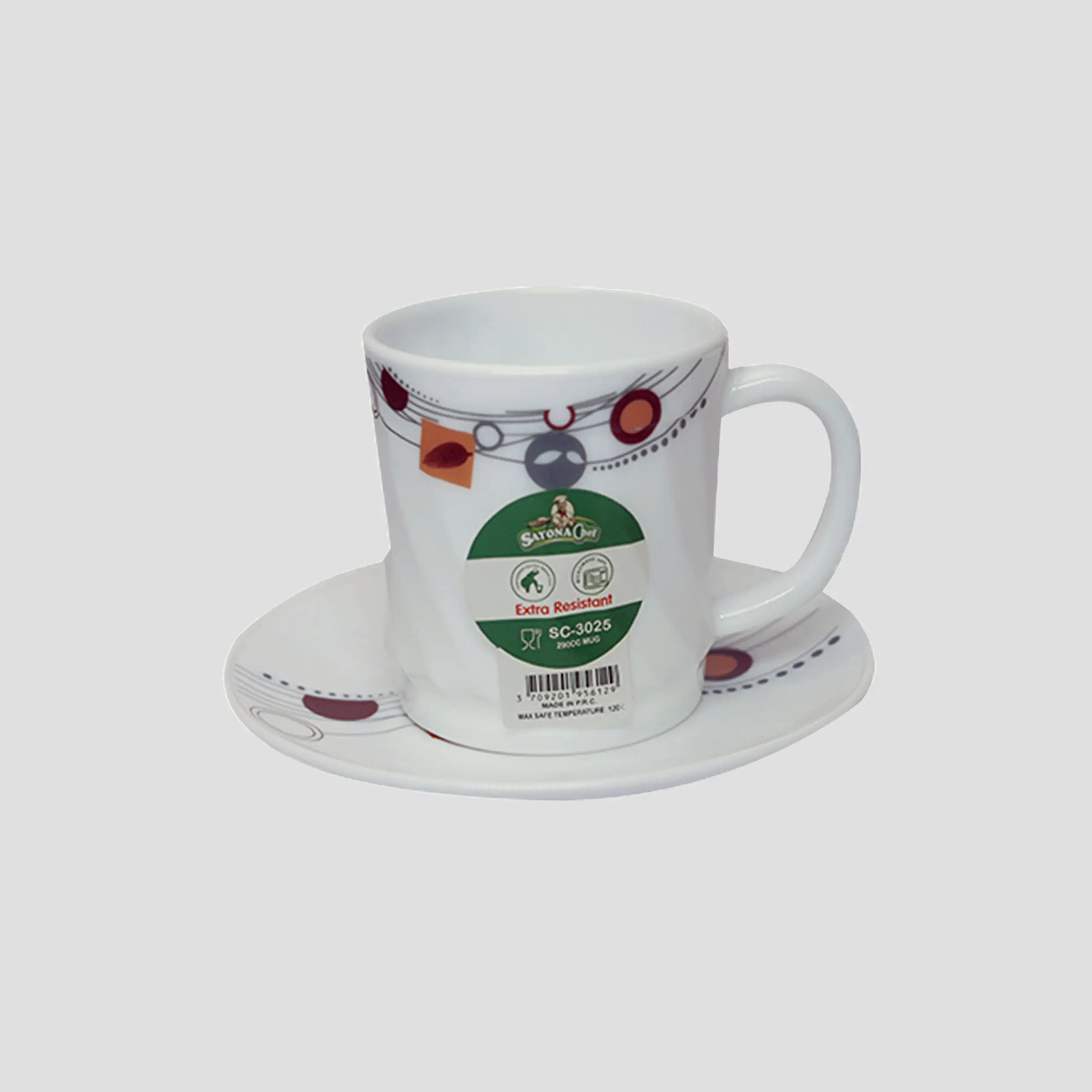 Sayona Chef SC-3025 K-1093 280ml Mug with Saucer - White - Image 2