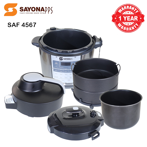 Sayona SAF-4567 6L Instafry 2-in-1 Air Fryer Pressure Cooker Combo - Black/Silver - Image 7