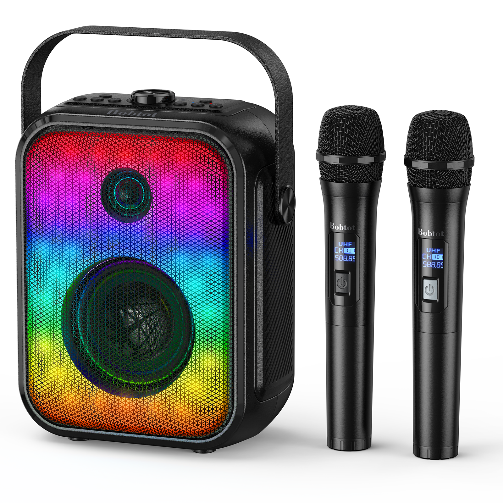 Bobtot EP30 Portable Karaoke Speaker with 2 Wireless Mic Support - Black
