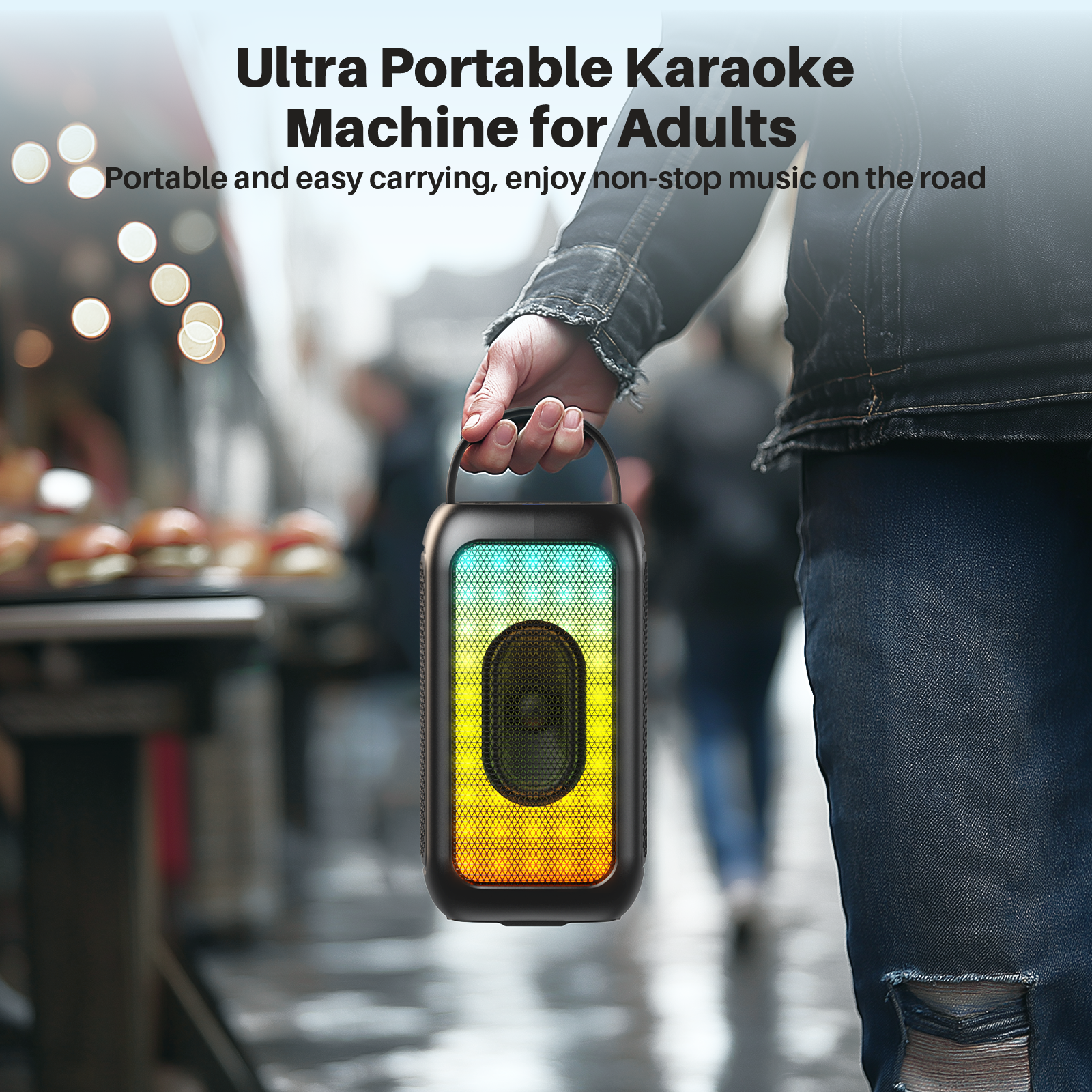 Bobtot EP20T Portable Karaoke Speaker with 2 Wireless Mics - Black - Image 5