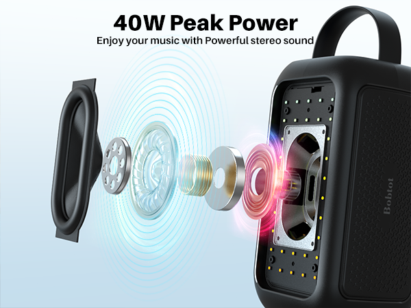 Bobtot EP20T Portable Karaoke Speaker with 2 Wireless Mics - Black - Image 4