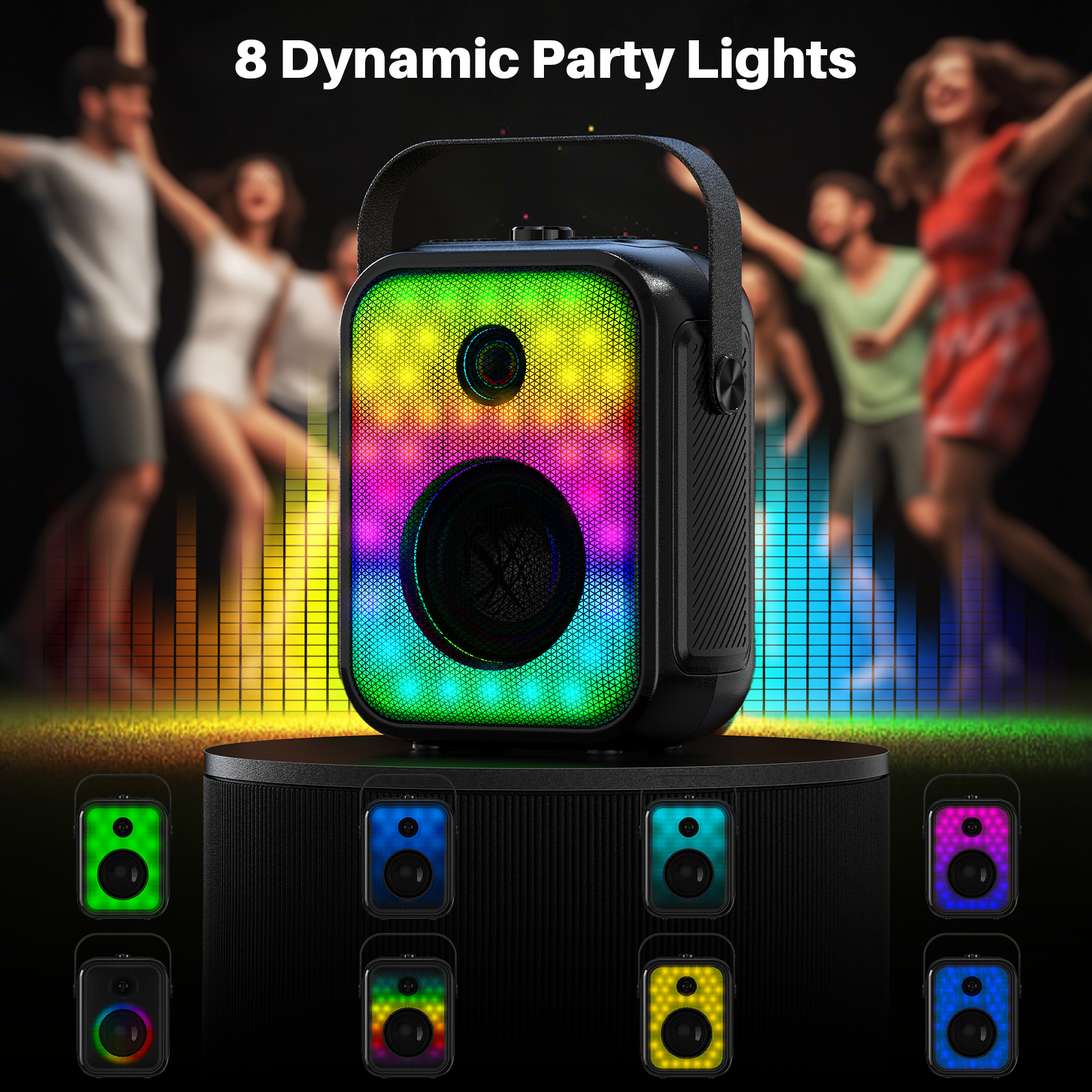 Bobtot EP30 Portable Karaoke Speaker with 2 Wireless Mic Support - Black - Image 2