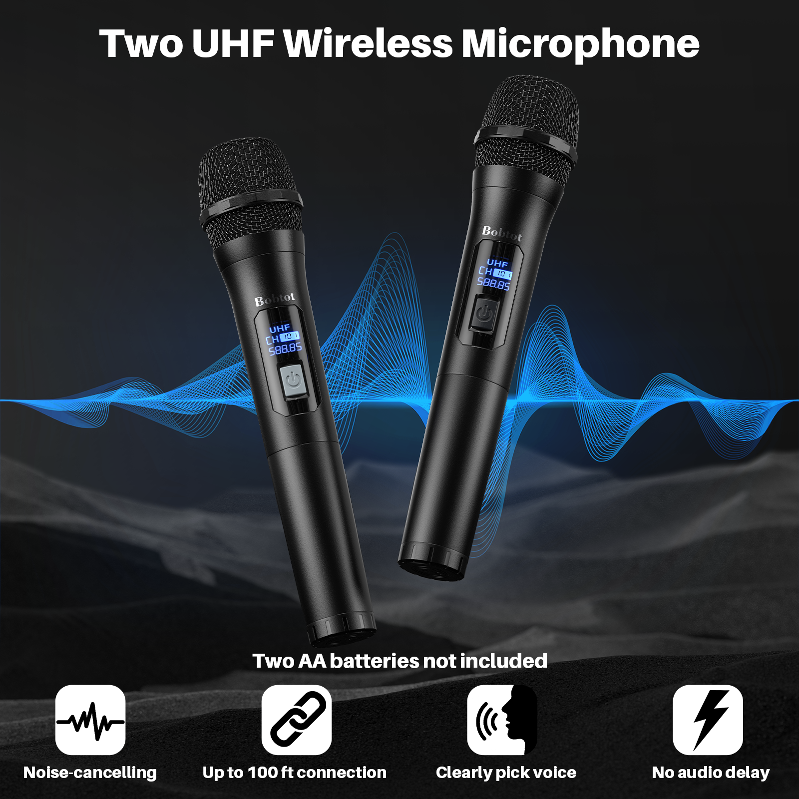 Bobtot EP30 Portable Karaoke Speaker with 2 Wireless Mic Support - Black - Image 4