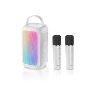 EP20T Portable Karaoke Speaker with 2 Wireless Mics - White