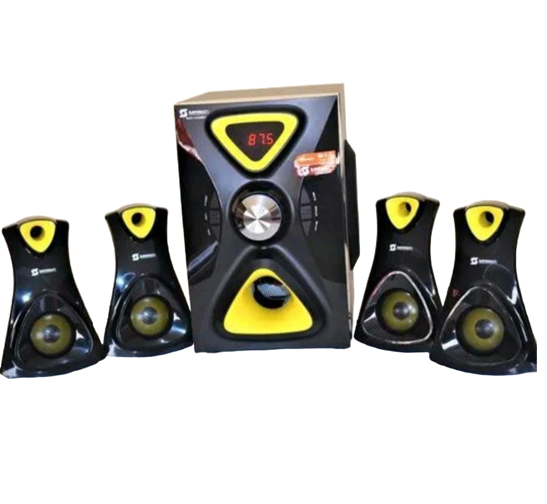 Sayona SHT-1149 4.1CH Subwoofer System with Bluetooth, USB & FM - Black with Yellow Accents