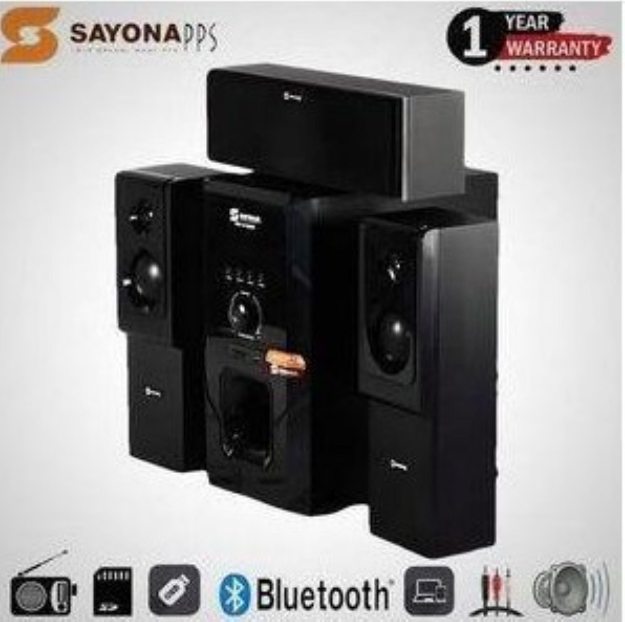 Sayona SHT-1130BT 3.1CH Subwoofer System with 15000W PMPO & Digital Amplifier - Black