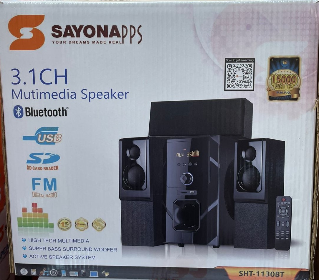Sayona SHT-1130BT 3.1CH Subwoofer System with 15000W PMPO & Digital Amplifier - Black - Image 2